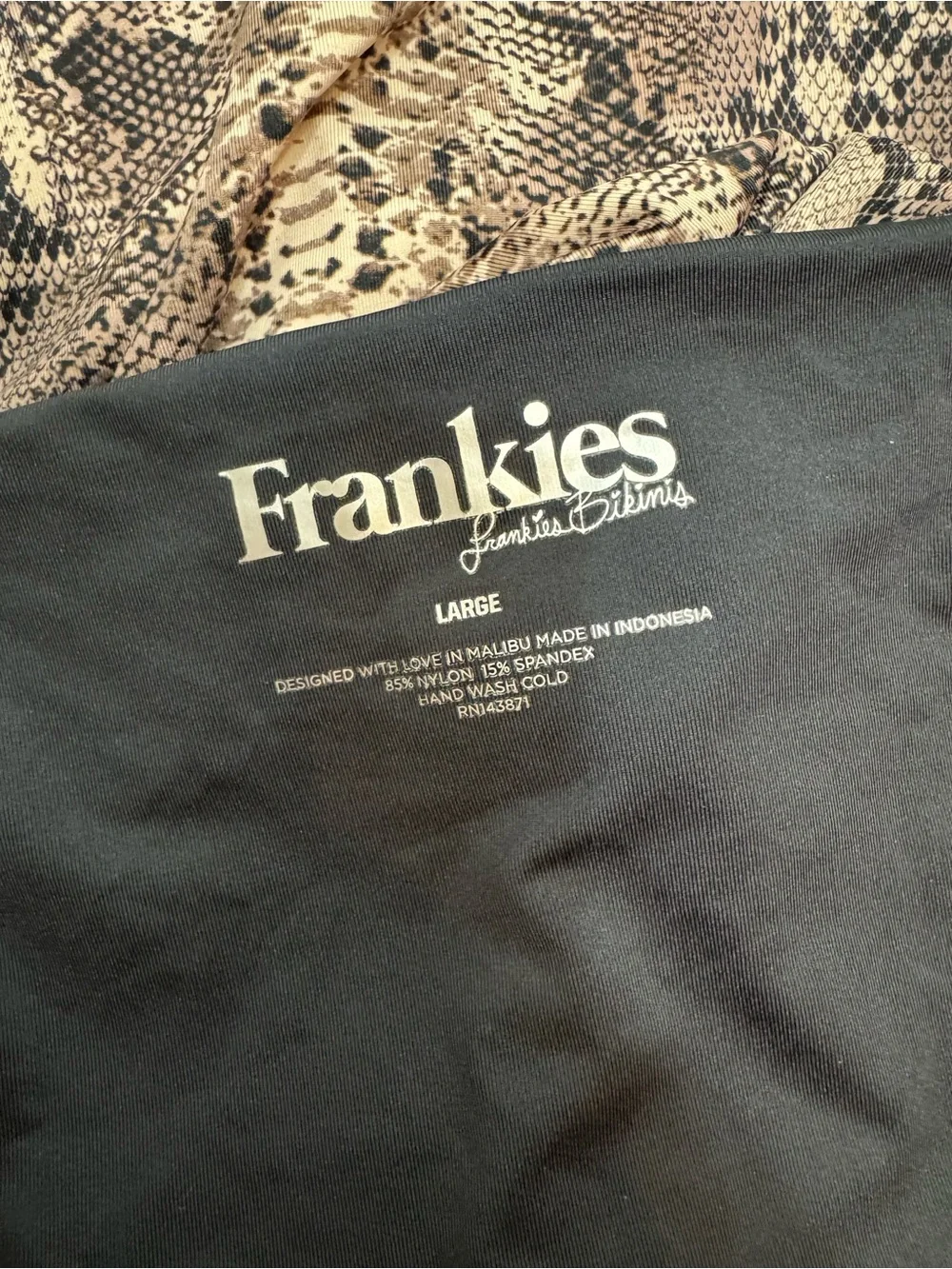 Frankie's Bikinis Snake Print One-Piece Swimsuit Open Back